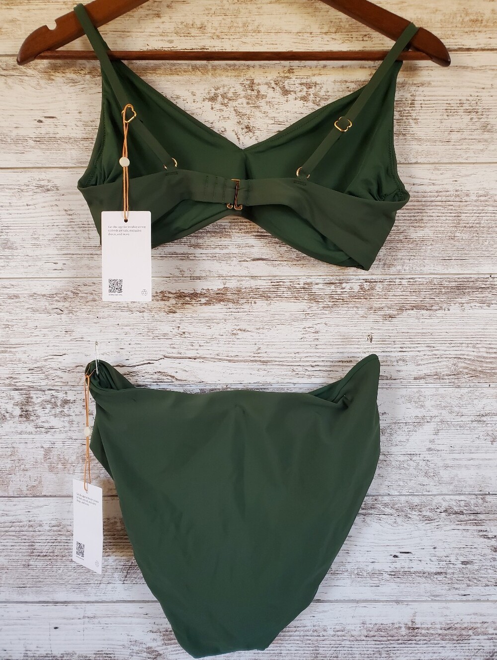 NWT Quince Italian Swimwear Lot 4pc Palm Green Bikini Tops High Rise Bottom - Picture 8 of 16